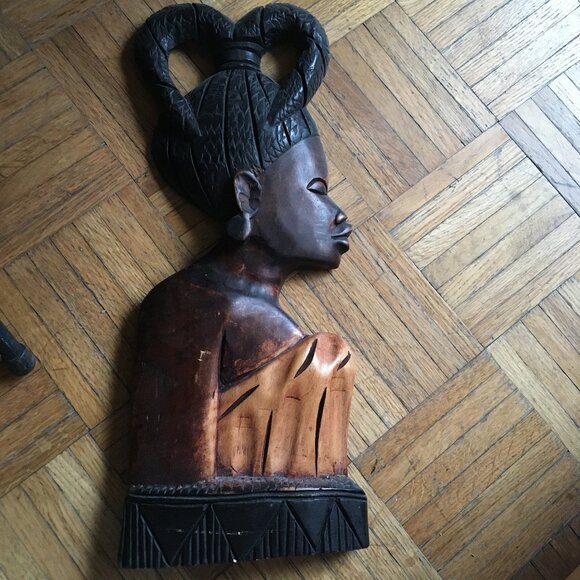 African Heritage Collection Wood Carving Woman’s Profile Wall Hanging. Measures